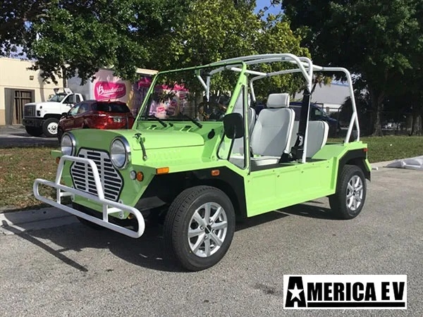 Light Green Mokee 4 Passenger Golf Cart affordable golf cart rental, golf cart rent doral