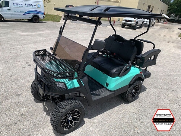 Mint Aluma 4 Passenger Lifted Golf Cart affordable golf cart rental, golf cart rent doral
