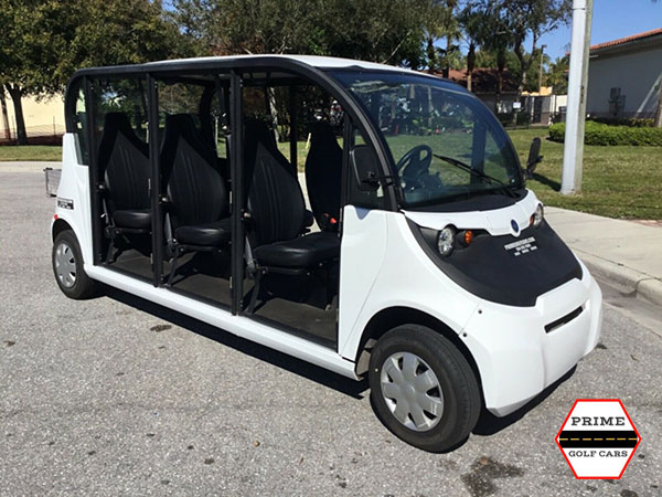 Polaris Gem 6 Passenger White Golf Cart Rental Without Doors affordable golf cart rental, golf cart rent doral