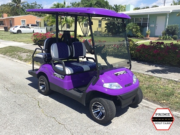 Purple Advanced EV 4 Passenger Golf Cart affordable golf cart rental, golf cart rent doral