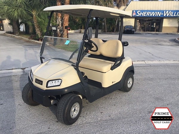 Tan Club Car 2 Passenger Golf Cart affordable golf cart rental, golf cart rent doral
