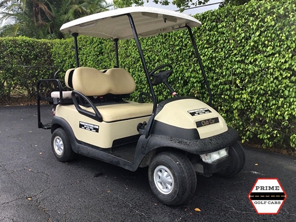 Tan Club Car 4 Passenger Golf Cart affordable golf cart rental, golf cart rent doral