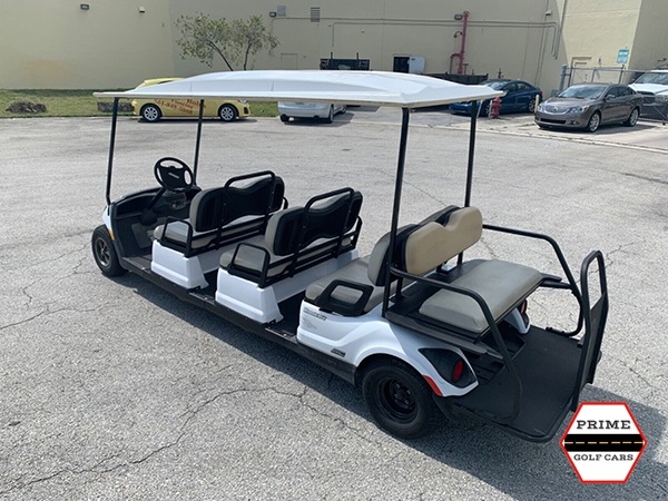White 8 Passenger Classic Yamaha Golf Cart affordable golf cart rental, golf cart rent doral