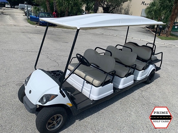 White 8 Passenger Yamaha Golf Cart affordable golf cart rental, golf cart rent doral