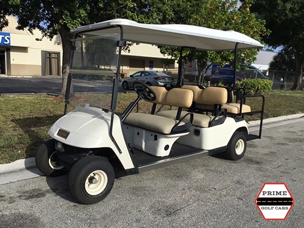 White EZGO 6 Passenger Golf Cart affordable golf cart rental, golf cart rent doral